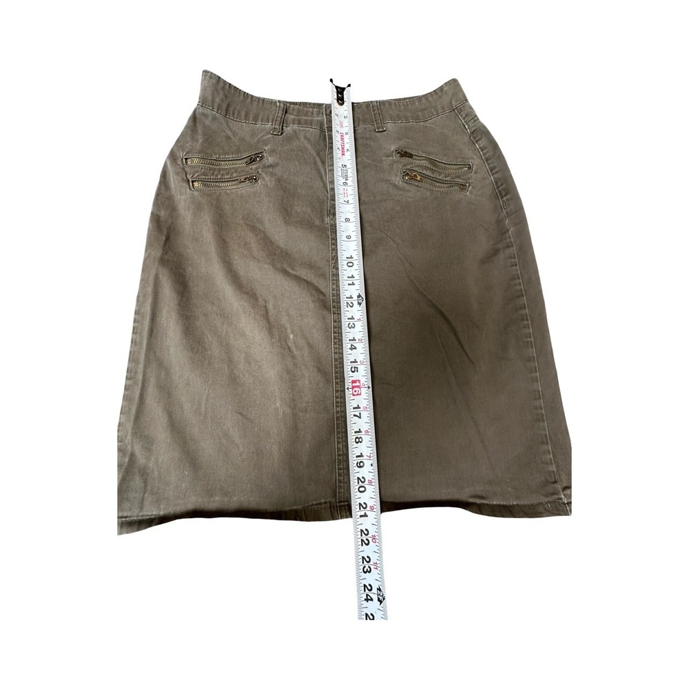 The Main Street Exchange Skirt Womens 8 Olive Green Midi A-Line Zipper Detail - Picture 5 of 6